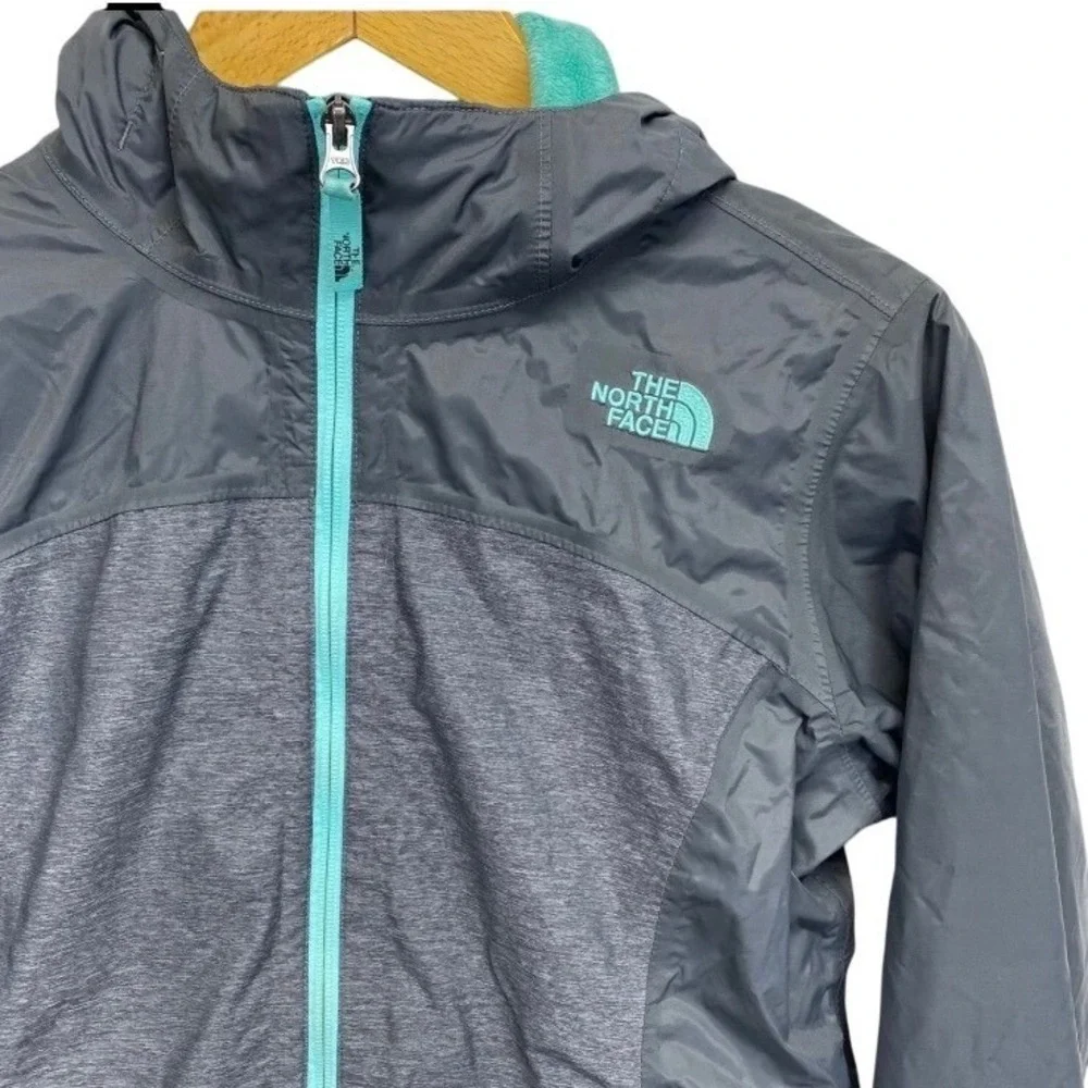 The North Face Gray DryVent Fleece Removable Lined Hooded‎ Jacket Kids L/G 14-16